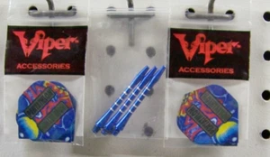 Blue/Silver Aluminum Dart Shafts, & 2 Sets Blue Psychedelic Dart Flights - Picture 1 of 3