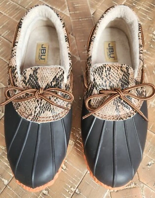 JBU by Jambu Gwen Duck Rain Shoes Snake Print / Orange in Women's Size 10 - Image 1 of 4