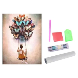 Butterfly Diamonds Painting Butterfly Women Gem Art Kit 11.8x15.7 Inch Diamonds - Picture 1 of 9