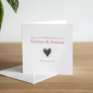 Tarjeta de décimo aniversario de boda de lata personalizada para ellos esposo esposa - Imagen 1 de 3