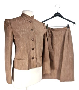bagatelle Womens Skirt Suit Size XS Brown Button Up Top Mini Skirt Vantage 264P - Picture 1 of 10