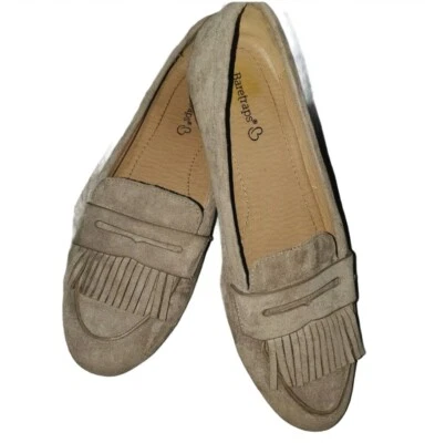 Baretraps Womens Shoes Loafers Tan  7.5M Suede Emalie Flats Fringe Comfort - Image 1 of 4