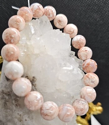 Cotton/Pink Candy Agate Bracelet 11mm - Image 1 of 4