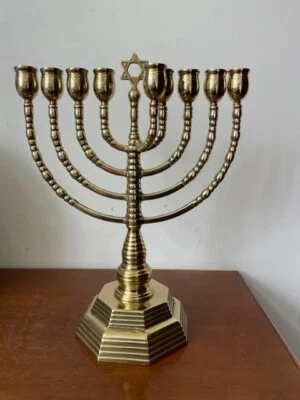 Chandelier Hébraïque Hanukkah 9 Fireside Laiton Poli - Photo 1/4