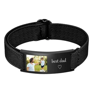 Personalized Photo Bracelet Elastic Strap Wristband Fathers Day Valentine's Day - Picture 1 of 11