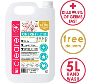 Clearell 5L | CHERRY BLOSSOM | Hand Wash Liquid Soap 99.9% Antibacterial 5L - Picture 1 of 5