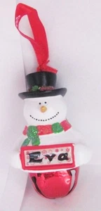 25357 EVA NAME FROSTY SNOWMAN COLOUR BELL CHRISTMAS TREE DECORATION GIFT - Picture 1 of 6