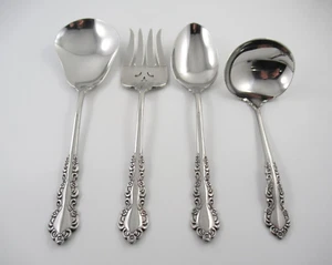 Cubo de reliquia Oneida SHELLEY 4 piezas para servir cubiertos de acero inoxidable brillante - Imagen 1 de 5