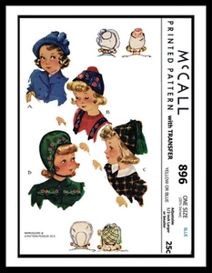 Sombreros de tela McCall # 896 patrón de costura NIÑA niños niños bebés niños pequeños ~20" - Imagen 1 de 4