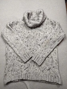 Elsamanda Sweater Womans Large Grey Pullover Turtleneck Chunky Knit Made Italy - Picture 1 of 15