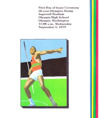 USPS 1st Day Ceremony Program #1790 C1 10 cent Olympics Post Card Rate 1979 - Image 1 of 4