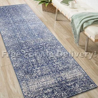 SULIS ALLOVER NAVY BLUE TRADITIONAL RUG RUNNER (M) 80x300cm **FREE DELIVERY** - Image 1 of 4