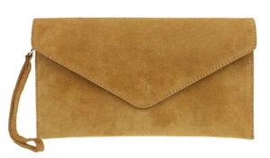 Vera Pelle Italian Suede Leather Clutch Bag Women Metallic Handbags Genuine Real - Picture 1 of 387