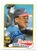 RON GANT 1989 TOPPS AUTOGRAPHED SIGNED # 296 ATLANTA BRAVES