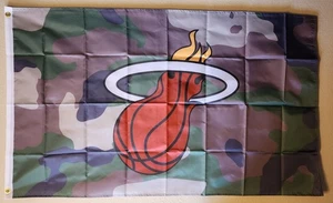 Miami Heat Woodland Camo NBA Basketball Flag Camouflage 3x5 Ft W/ Grommets - Picture 1 of 3