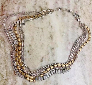 Stella & Dot Multi Strang Lagenlook Gemischtes Metall Strass Halsband Halskette 18,5" - Bild 1 von 7
