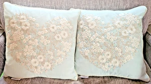 Envogue 16" Überwurf Kissen 16" x 16" Silber Metallic Weiß Stickerei 119737 - Bild 1 von 7