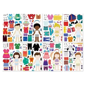 8 Sheets Pretend Play Sticker Dress Up Puzzle Sticker Water Bottle Sticker - Picture 1 of 8