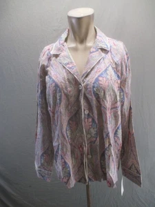 NWT Ralph Lauren Size M Women Multicolor Cotton Blend Long Sleeve Pajama Top 257 - Picture 1 of 10