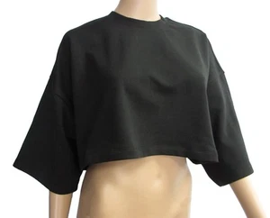Fenty Puma By Rihanna Womens Cropped Crew Neck T-Shirt Plain, Cotton Black, L - Picture 1 of 3