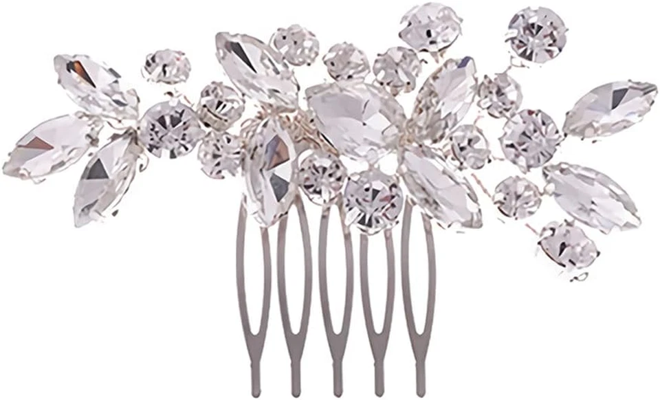 Pettine Sposa per Capelli Con Fiori Di Perle Cristallo Accessori Capelli Sposa P - Immagine 1 di 4