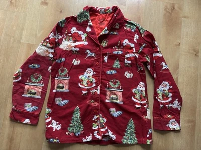 Pijama NICK & NORA vermelho PAPAI NORA flanela RETRO VINTAGE dormir CAMISA Natal - Imagem 1 de 4