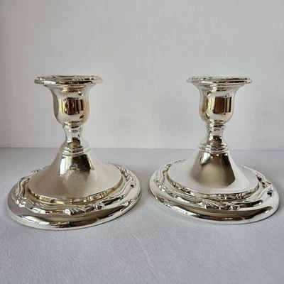 Oneida 银板烛台一对耐污日本复古 Ornanate — 第 1/4 张图片