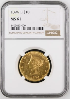 1894 O Gold Eagles Liberty Head NGC MS-61 SEMI PROOFLIKE - Image 1 of 2