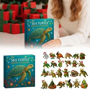 Calendario de Adviento de Tortugas Marinas, 24 Adorables Decoraciones de Tortugas Marinas, Inspiradas en el Océano  - Imagen 1 de 7