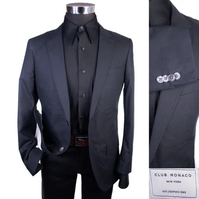 Club Monaco Grant Fit 纯黑色棉质西装外套 36S 码休闲夹克外套 — 第 1/4 张图片