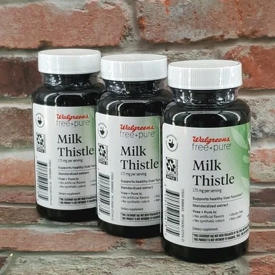 3x Walgreens Free+Pure Milk Thistle 175mg Hígado Saludable 100 Ct - 06/2027 (Lote 3) Foto 1 de 4