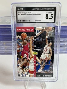1992-93 Upper Deck 62 Michael Jordan Scottie Pippen Scoring Threats CGC 8.5 - Picture 1 of 3