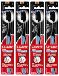 Colgate Slimsoft Floss-Tip Charcoal Toothbrush, Soft (4 Count) - Picture 1 of 6