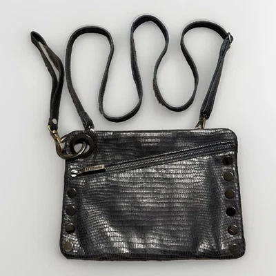 Hammitt Nash Crossbody Clutch Black Snake Leather Wristlet Reptile Purse Bag - Image 1 of 4