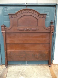 Beautiful Walnut & Burl Victorian Renaissance Revival High Back Bed c1875 - Picture 1 of 12