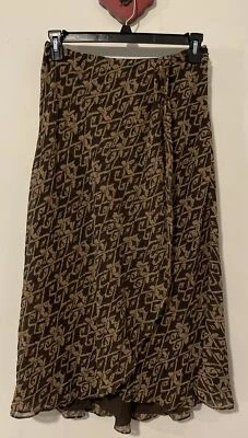 Chaps Mujer Talla 4 Marrón Capas Larga Fluida Cremallera Lateral ¡Falda Estilo Envolvente! A572 Foto 1 de 4