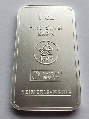 1 UNZE 999 SILBER - HEIMERLE & MEULE - SILBERBARREN - ANLAGE WIE SILBERMÜNZE - Bild 1 von 4