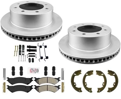 Rotores de freno traseros pastillas de freno zapatas de freno kit de resorte para Ford E250 2006 2007 Foto 1 de 4