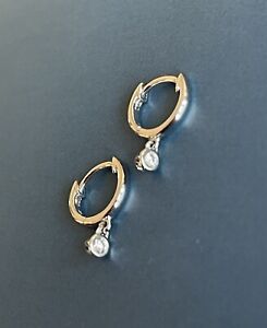 Diamond Earrings Hoops in 9ct White Gold 0.10ct Huggies Solitaire Charm sleepers