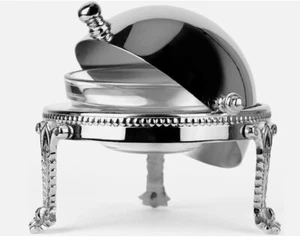 Servizio 1-4 Servizio Placcato Argento Forma Cupola Burro Caviale Servizio Caramelle Piatto Fantasia - Foto 1 di 12