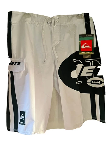 New - Quicksilver NFL New York Jets Board Shorts Swim Trunks Mens 32 White Cover