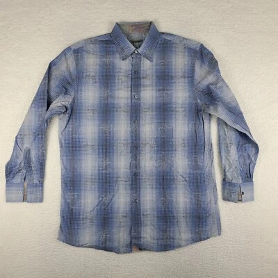 Camisa Johnston Murphy Para Hombre Grande Azul Cuadros Cuadros Ajuste A Medida Vestido Abotonado Foto 1 de 4