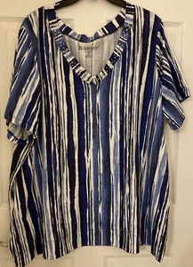 Roaman's Women's Size 26/28 2X Multi Color Striped T-Shirt - Picture 1 of 3