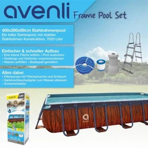 Pool Gartenpool Aufstellpool Komplettset Schwimmbecken braun Pumpe 400x200x100cm - Bild 1 von 11
