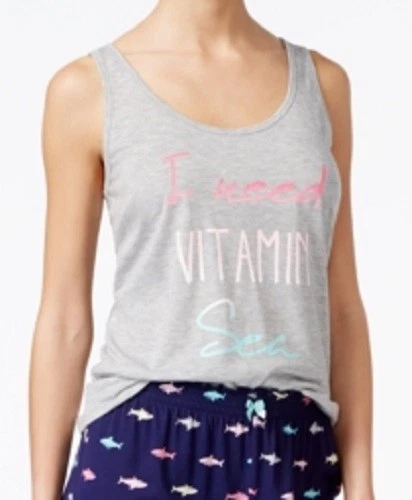 Jenni by Jennifer Moore New Juniors' Printed Pajama Tank Top, Gray - Image 1 of 1