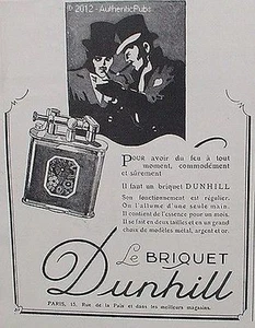 PUBLICITE BRIQUET DUNHILL MODELE METAL ARGENT OR DE 1927 FRENCH ADVERT LIGHTER - Picture 1 of 1