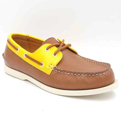 CLUB ROOM ELLIOT MEN BOAT SHOES  Size US 7M Tan Yellow Faux Leather NIB - Image 1 of 4