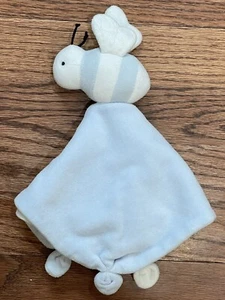 Burts Bees Baby Security Blanket 100% Organic Cotton Lovey Blue White Crinkle - Picture 1 of 4