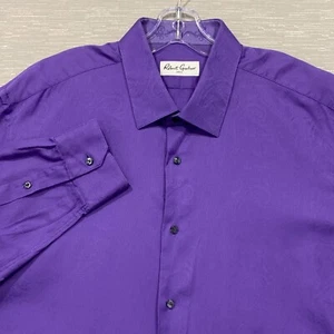 Robert Graham Dress Shirt Mens 18 46 Purple Paisley Button Front Long Sleeve - Picture 1 of 15