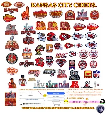 Kansas City-Chiefs Embroidery Patches Iron,Sew(Select options)✈Thai by USPS - Image 1 of 4
